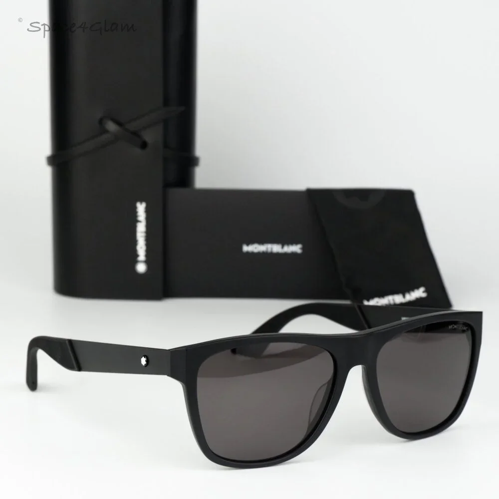 Montblanc Men Sunglasses Matte Black Grey Square MB0298S 001 BRAND NEW